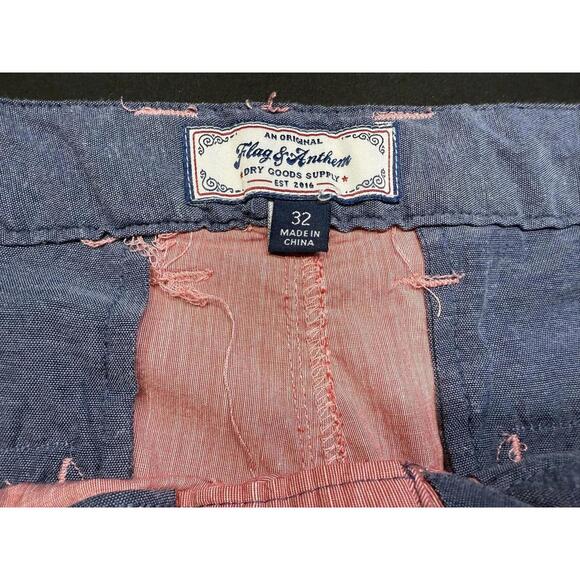 Flag & Anthem Shorts‎ Mens 32 Red Chambray Casual Summer Flat Front Lightweight - Picture 3 of 7